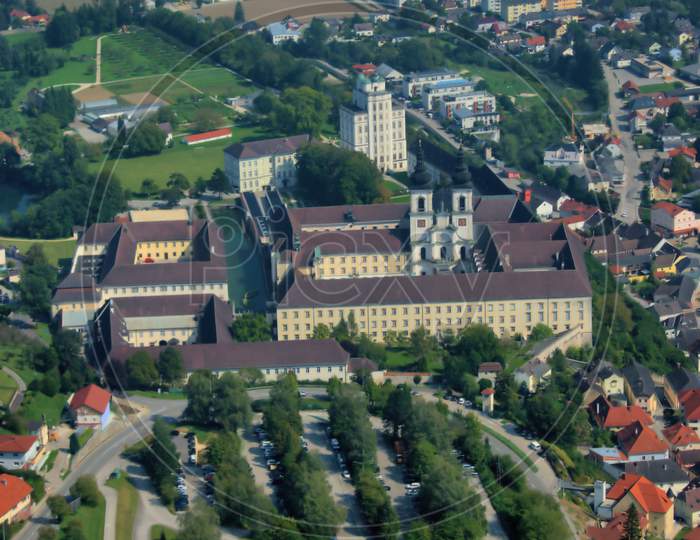 Kremsmünster in Austria seen from above 12.9.2020