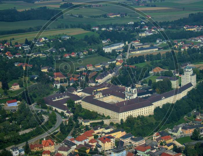Kremsmünster in Austria seen from above 12.9.2020