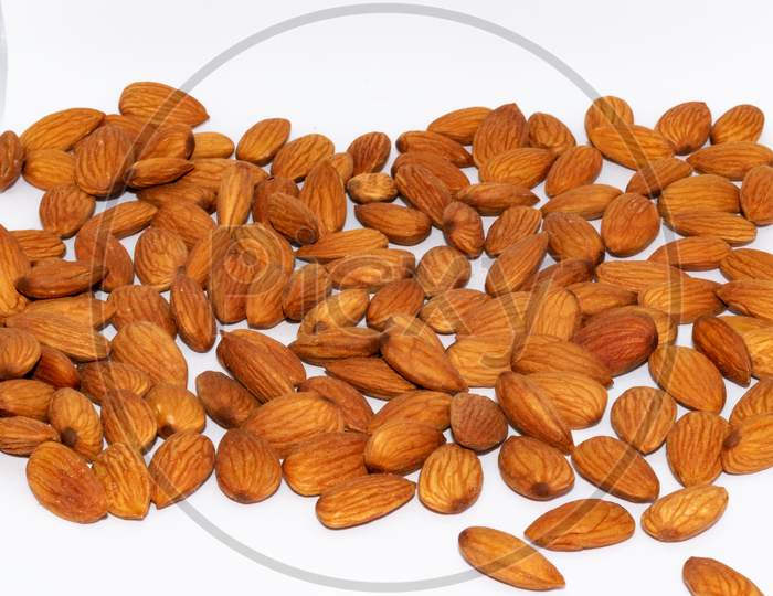 Group of fresh almond nuts backgroung
