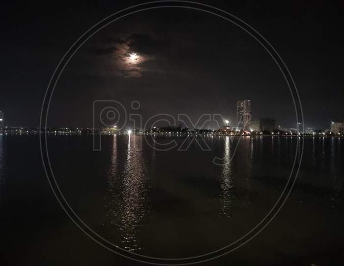 City under moonlight