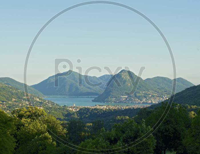 Beautiful Panorami View Over Lugano Region
