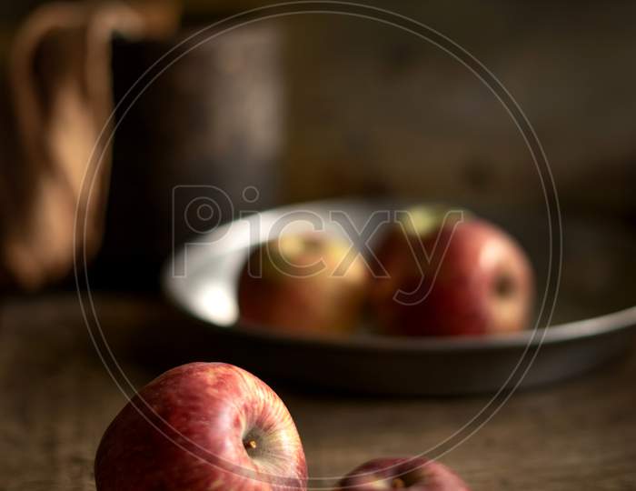 Apples on table
