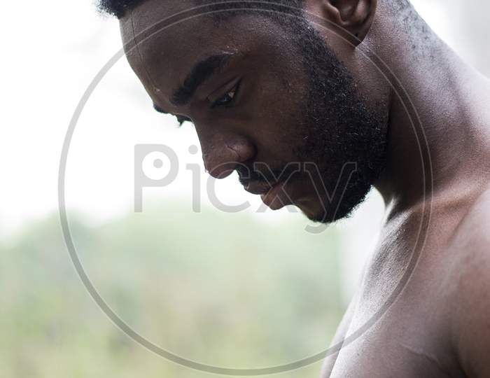 Portrait of an African male model in India