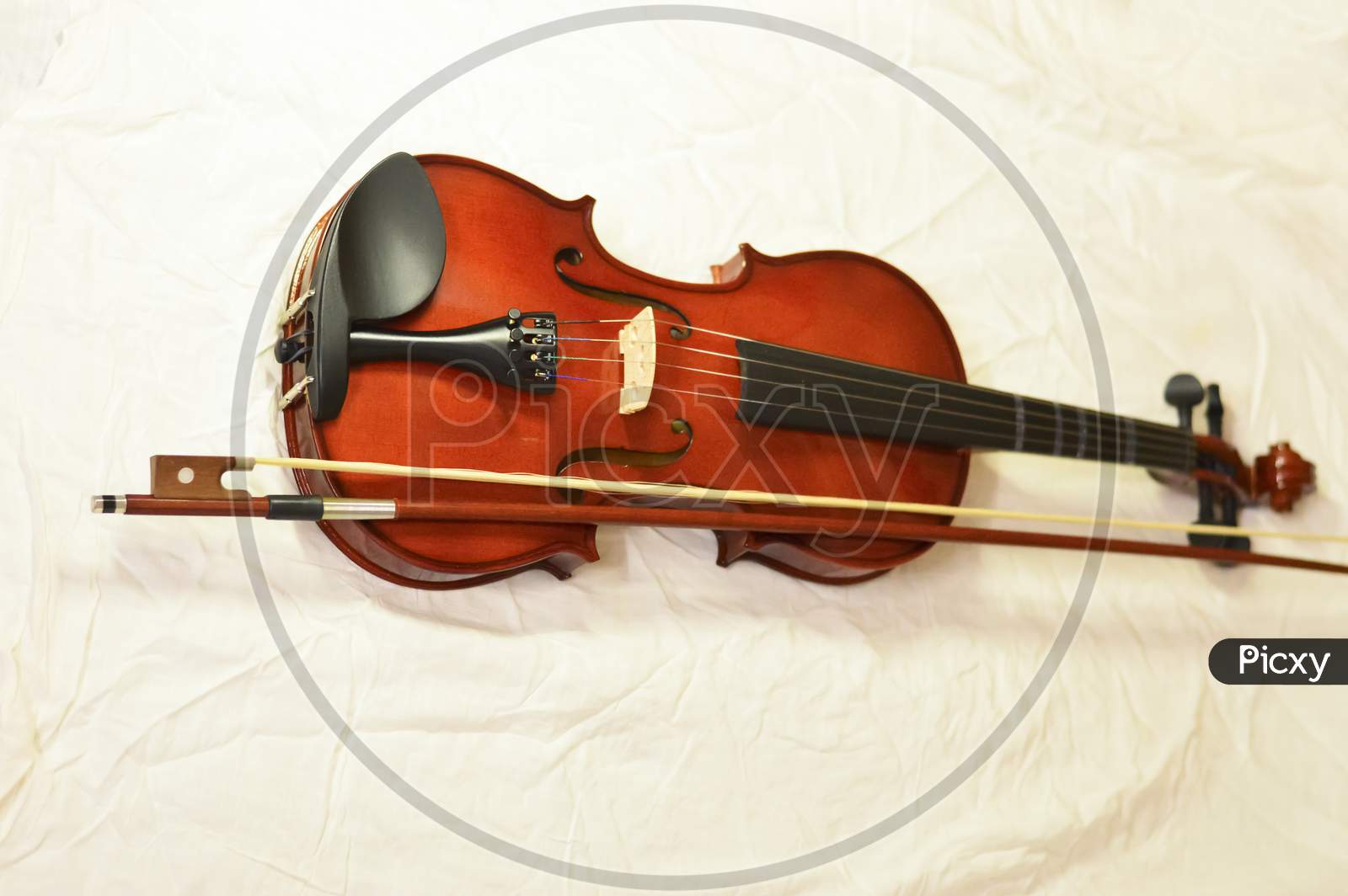 Close Up Shot Of A Violin,On White Background . Blur Photo
