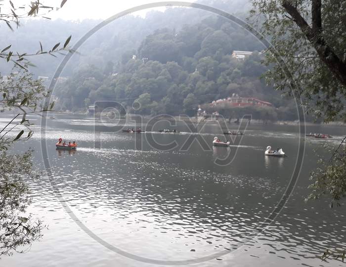 Beautiful Nainital lake stock photo