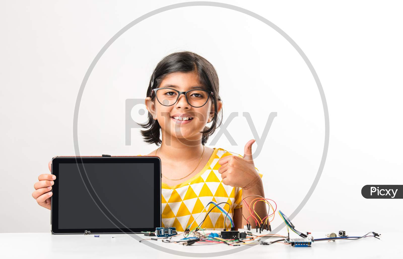 Electronic Experiment - Indian Girl Student Working With Wires And Connections Inventing Something