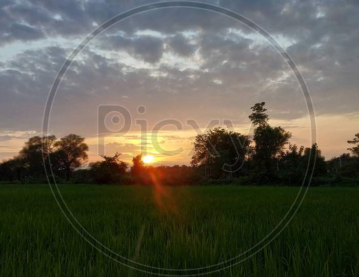 Sun set in rural india