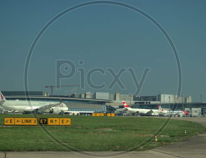Qatar airways Airbus A350 is parking at the Zurich international airport in Switzerland 17.9.2020