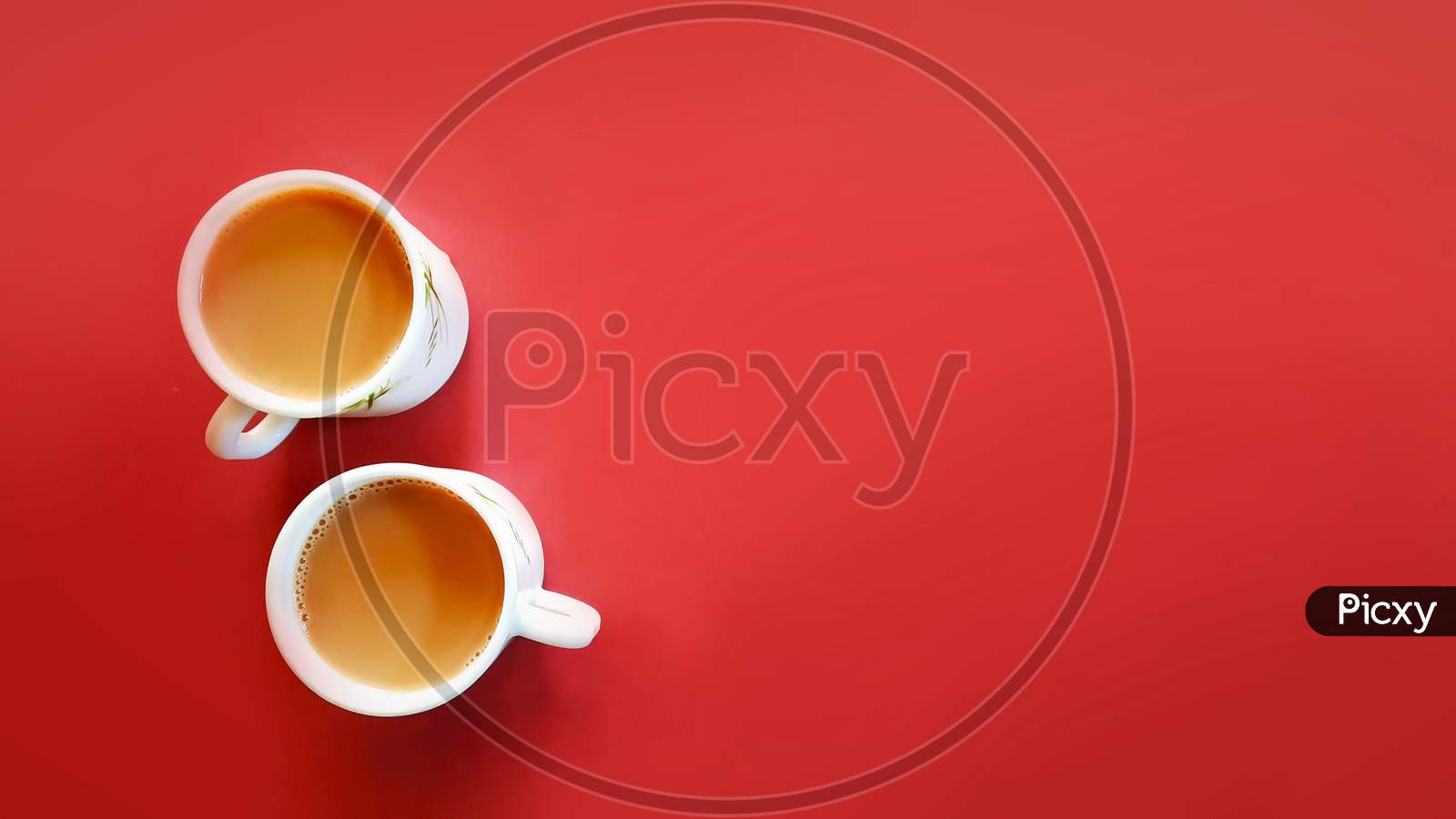 Indian Tea Or Chai In Ceramic Cups Isolated In Clean Background
