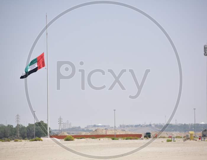 Commemoration Day Concept.Uae National Flag Fly At Half Mast.Abu Dhabi,Uae.30.09.2020.