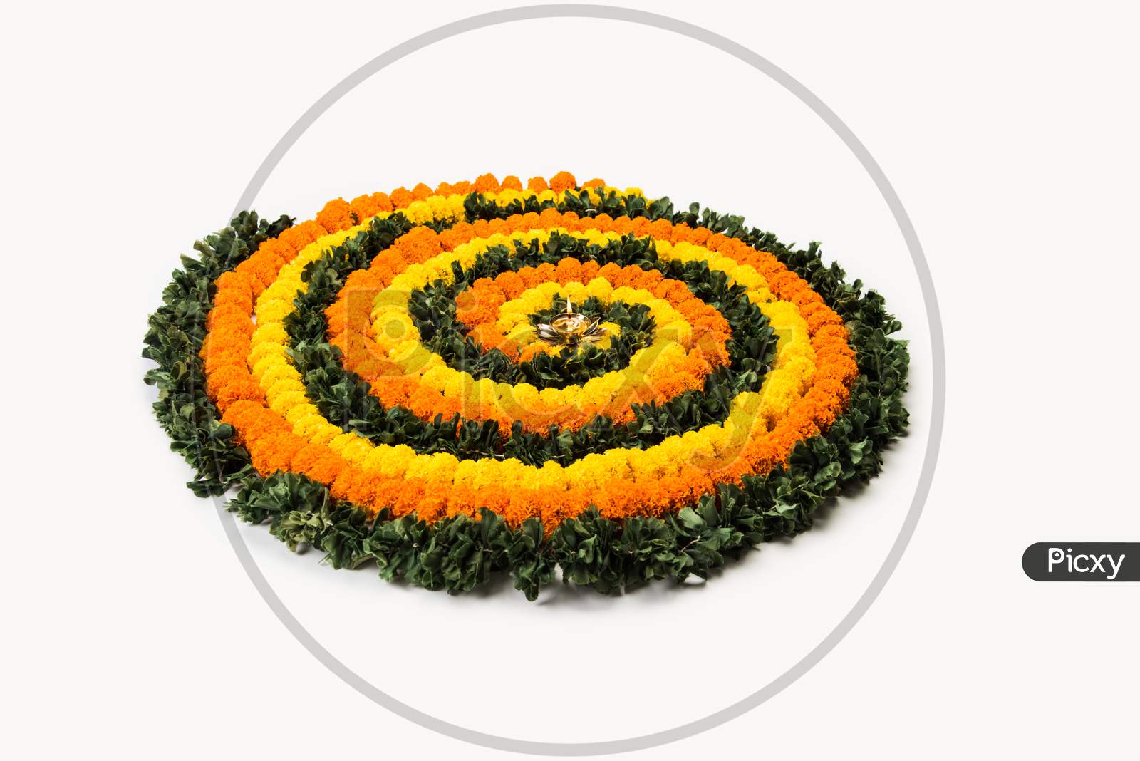 Flower Rangoli Or Design Pattern Or Arrangement For Indian Festivals