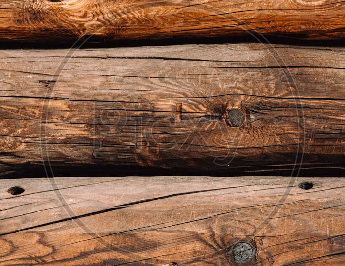 Background Of Old Wood With Black Trails And Super Texture, Flat Background For Copy Space