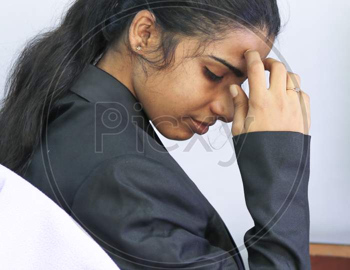 A Indian Woman In Feeling Depressed