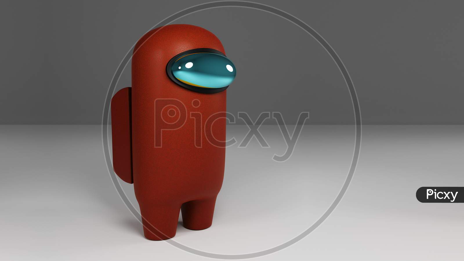 3D Rendering Of Red "Among Us" Character Standing Against A White Background
