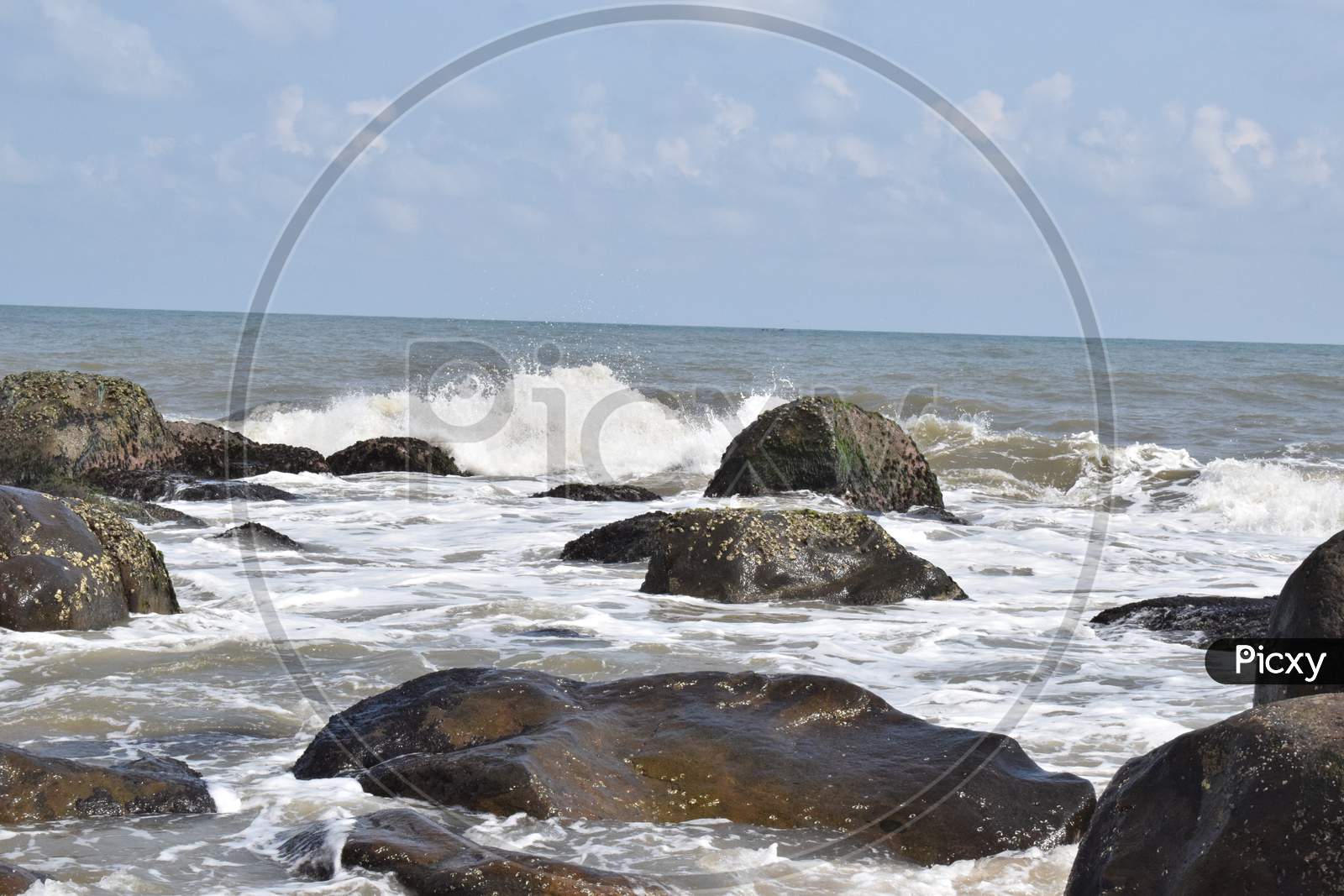 Waves hitting the rocks