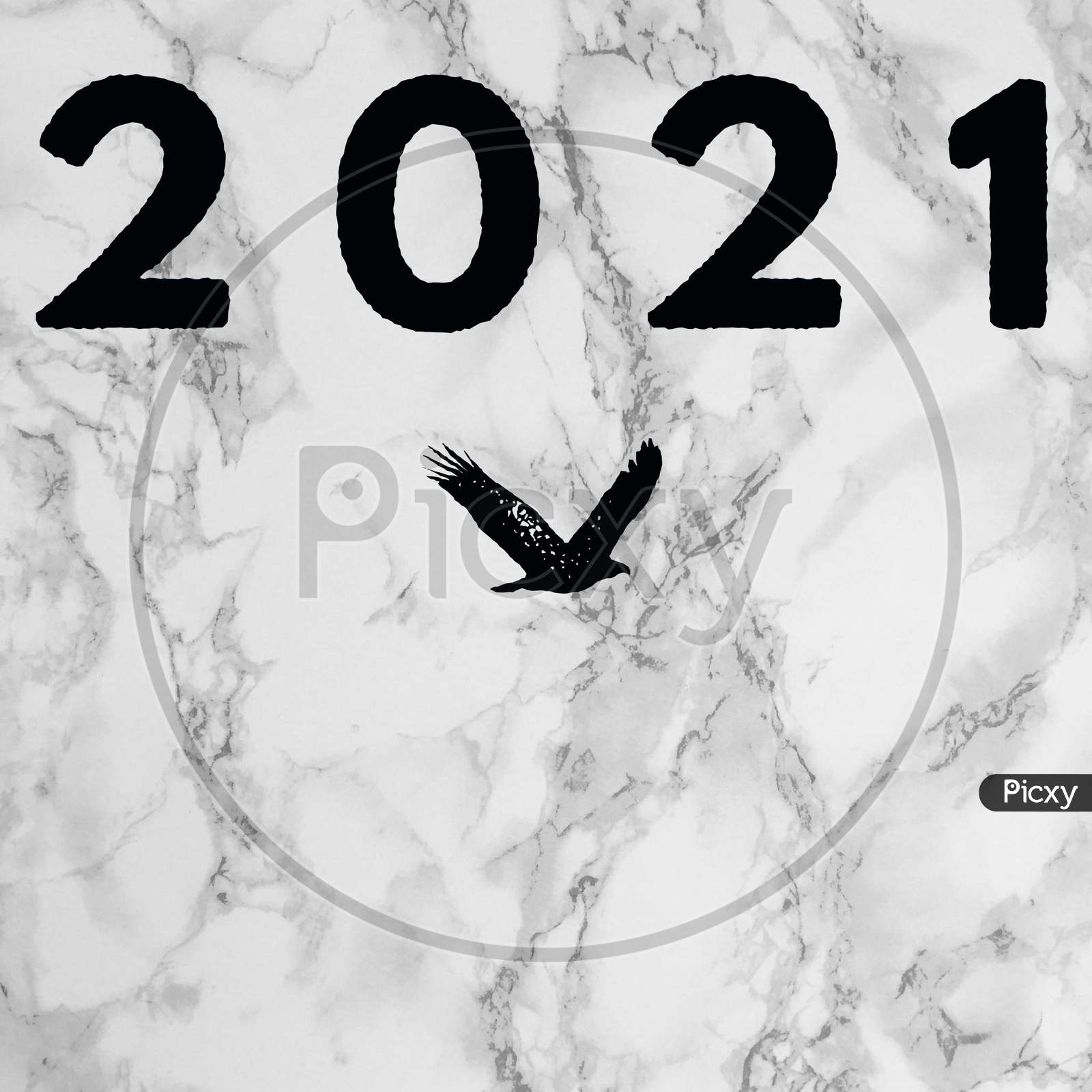Image With A Text "2021" On Simple Grayish Background.