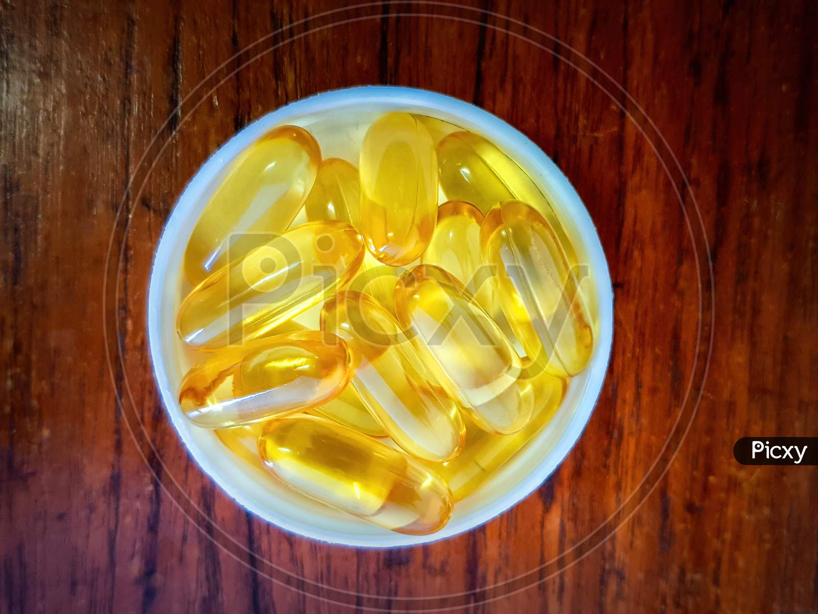Healthy Diet, Fish Oil Capsules With Omega 3 And Vitamin D For Daily Supplement