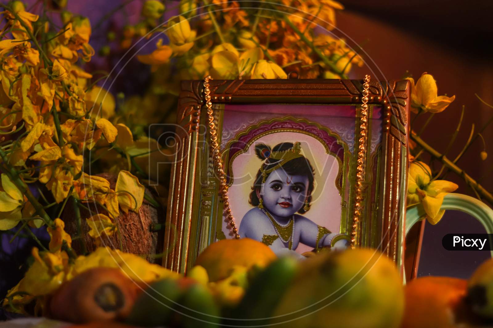 Vishukkani Arranged In Kerala. Vishu Is An Indian Festival Natively Celebrated In One Of The Indian State Kerala.