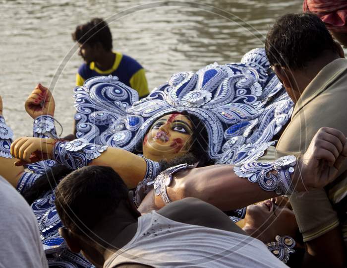 Floating Durga Idol.