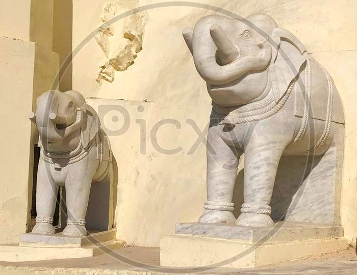 Stone carved elephant sculpture