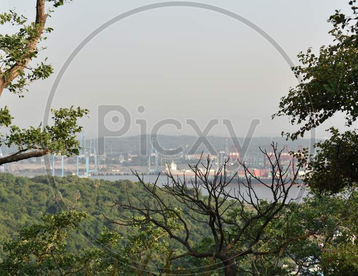 View Of Mumbai Port In Far Distance From The Top