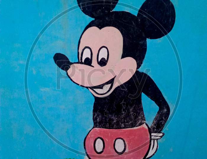 25 October 2020 Mini Mouse Image On Wall In Gulshan Iqbal Park Lahore Pakistan.