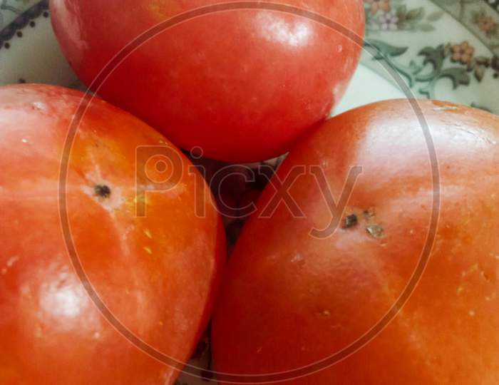 Ripe Orange Persimmon Fruit.