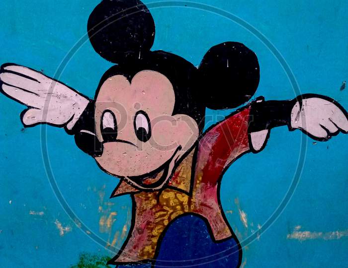 25 October 2020, Micky Mouse Images On A Wall In Gulshan Iqbal Country Park . Lahore Pakistan.