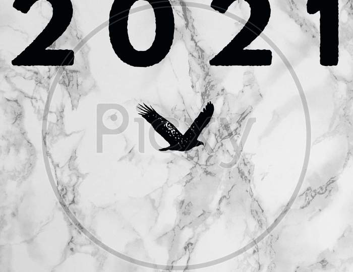 Image With A Text "2021" On Simple Grayish Background.