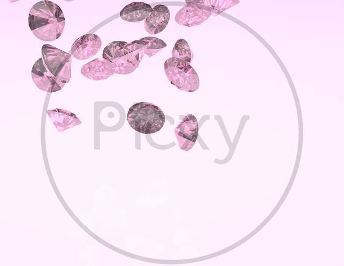 Shiny Gemstone Diamond Crystal On Pinkish Background