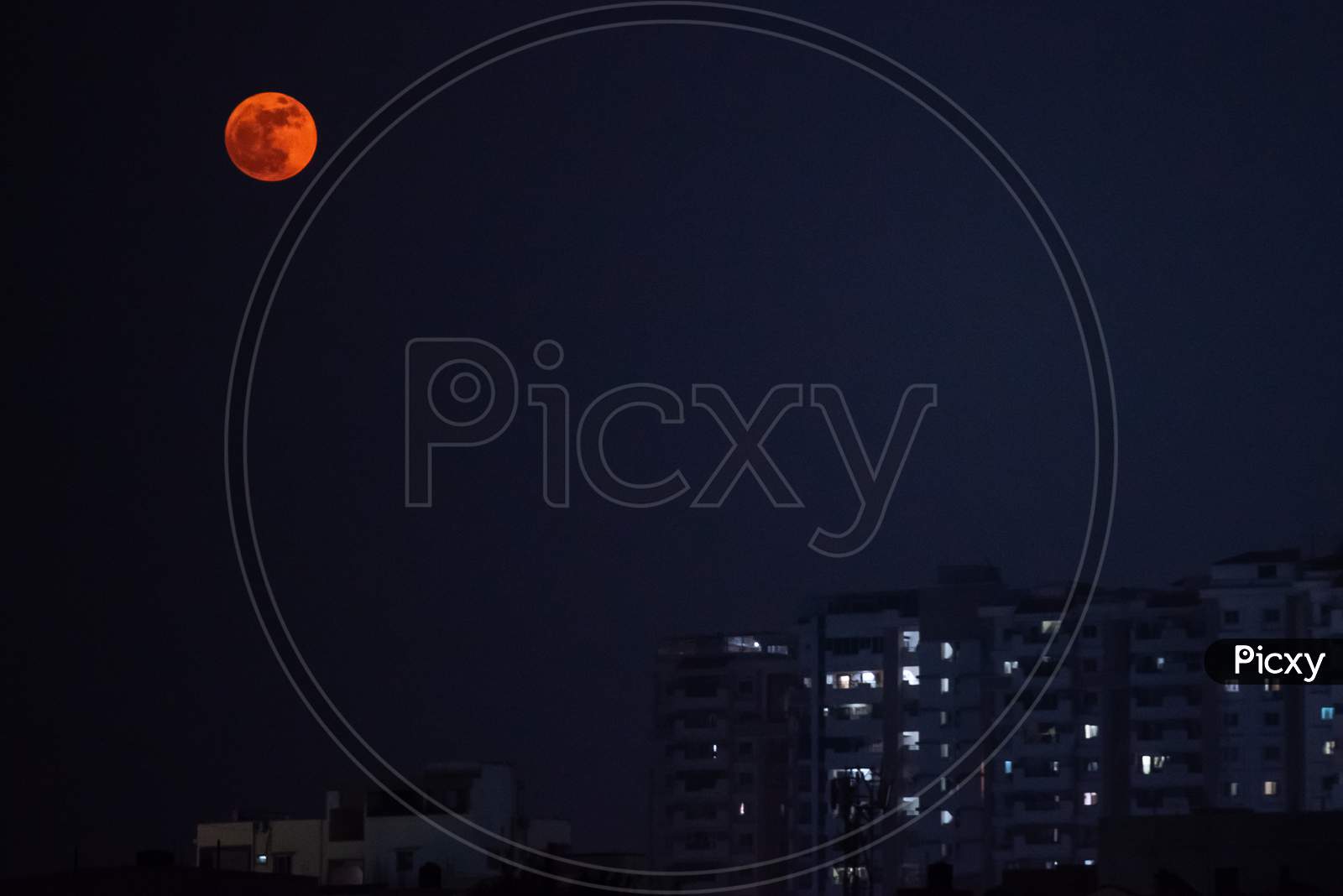 Blue Moon rising in the sky on October 31, 2020 in Hyderabad