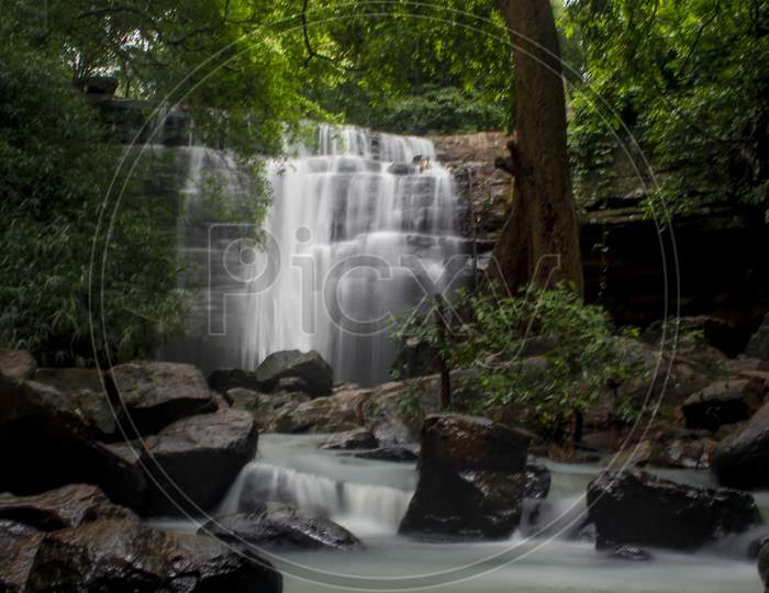 long exposure of bheemunipadam waterfalls of gudur mandal, near narsampet, warangal district.