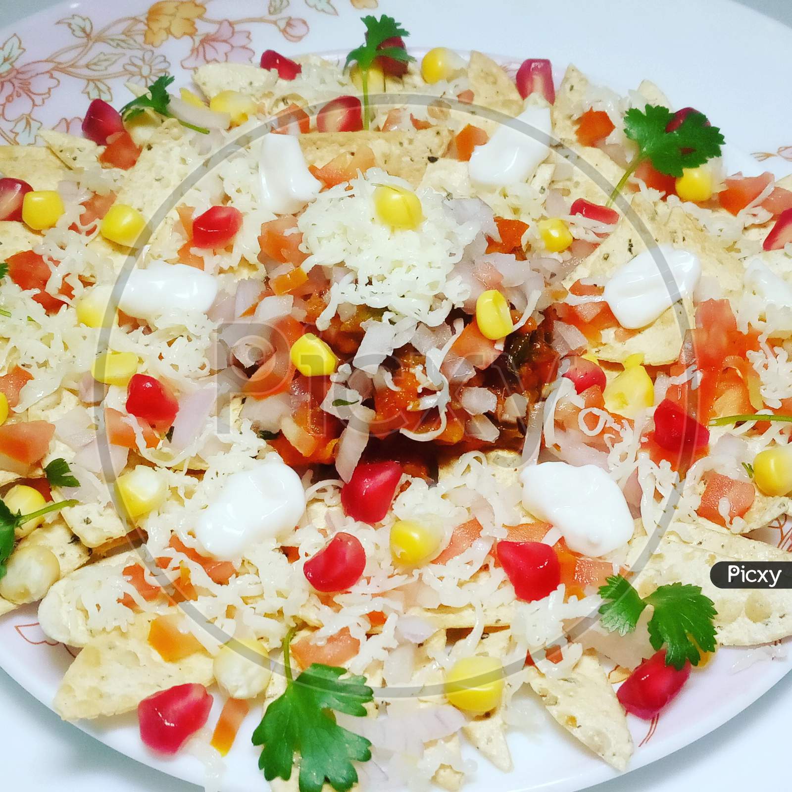 Nachos with salsa and cheese