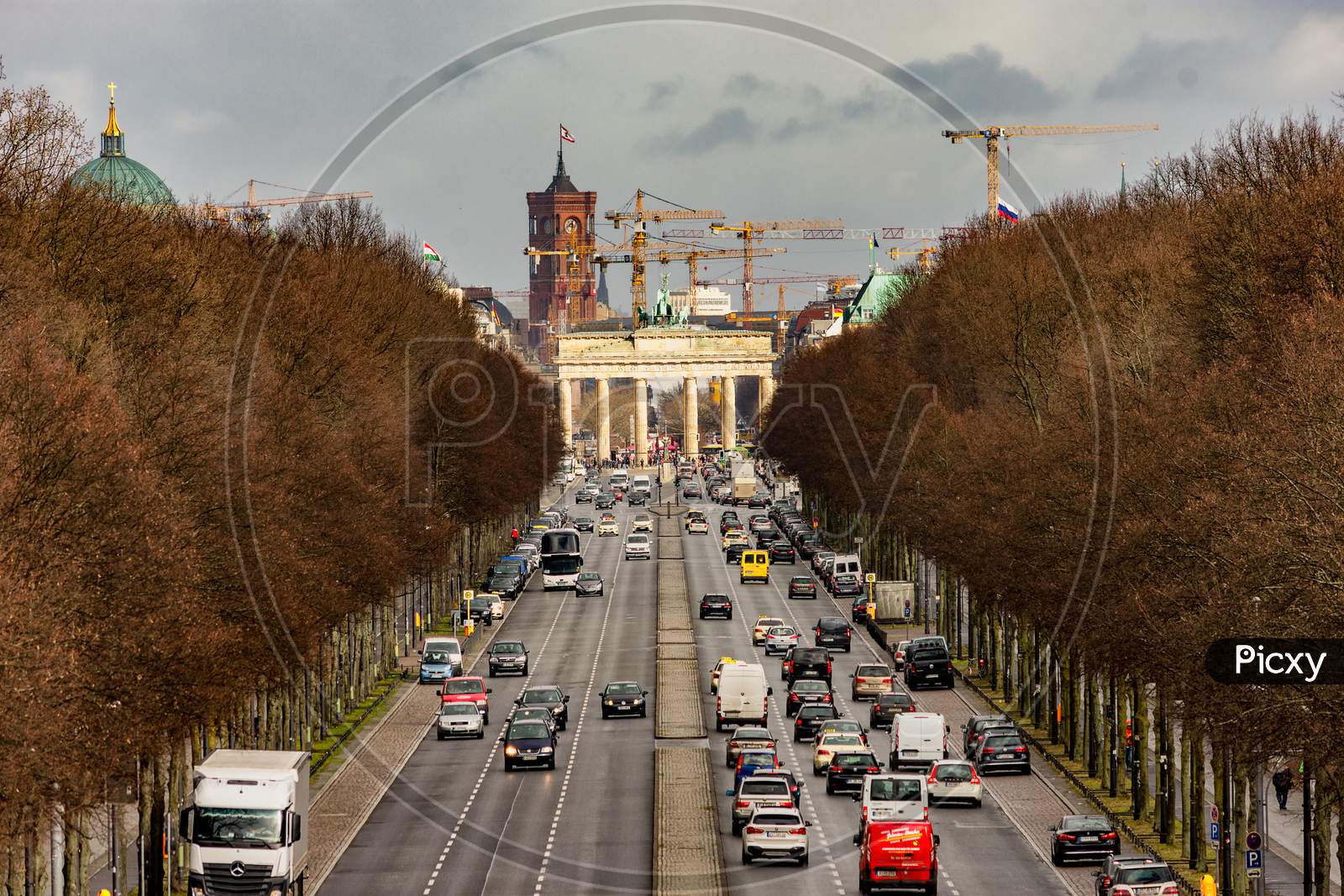 View From The Platform Of The Victory Column Towards Brandenburg Gate, Berlin