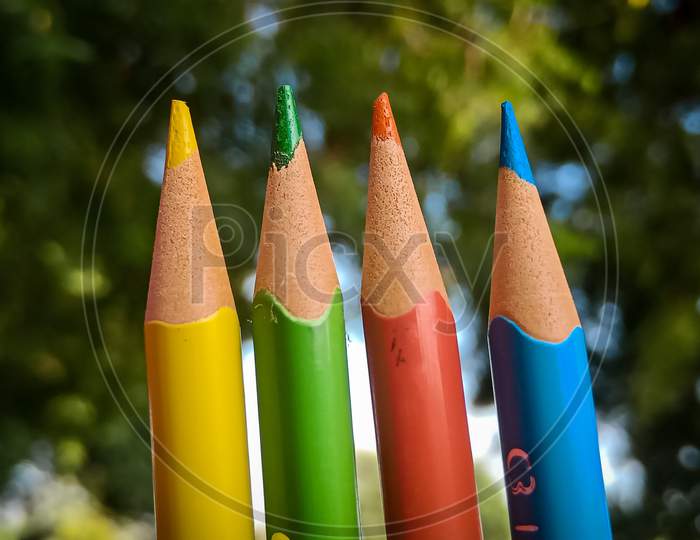 Colour pencils with blur background