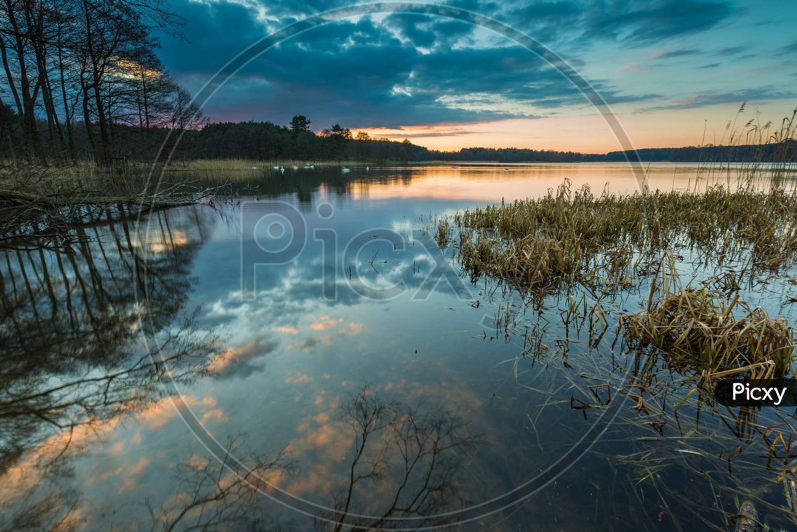 Lake Landscape After Sunset