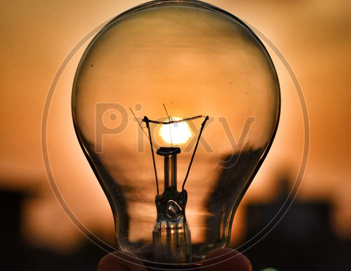 A glass light bulb