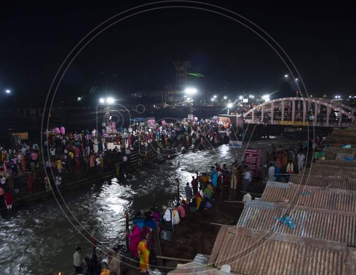 View Of Har Ki Pauri Ghat Haridwar At Night