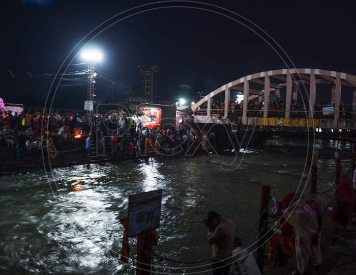 View Of Har Ki Pauri Ghat Haridwar At Night