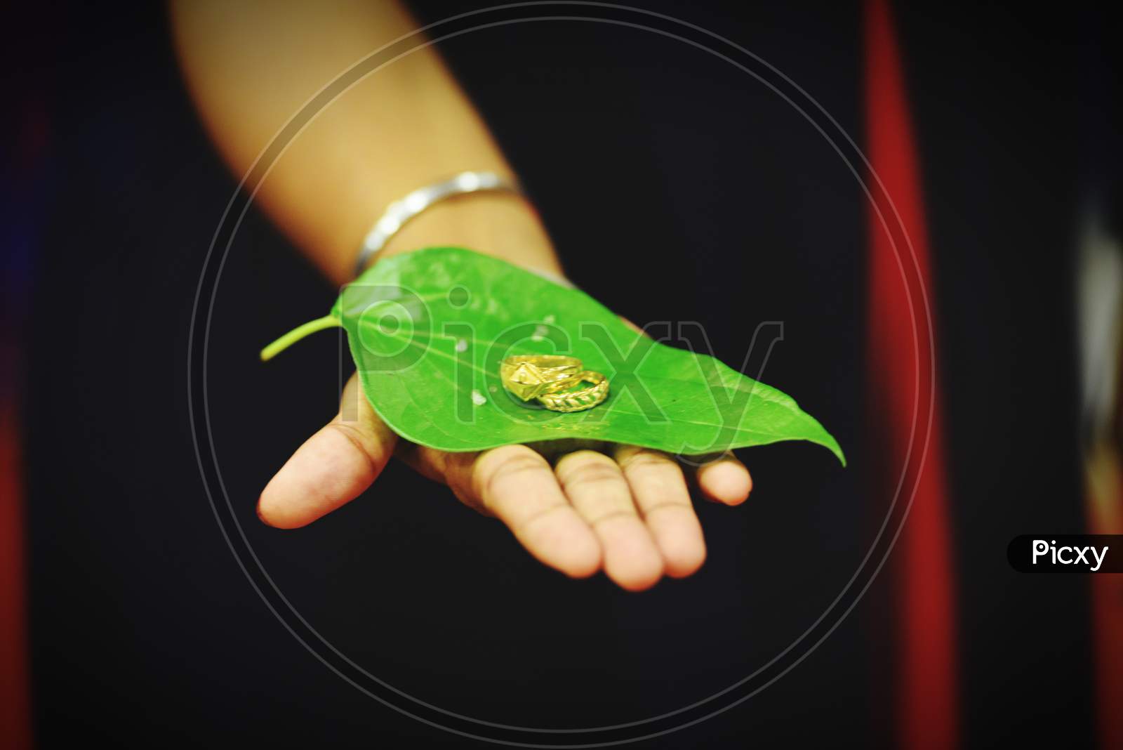 Engagement ring on the leaf