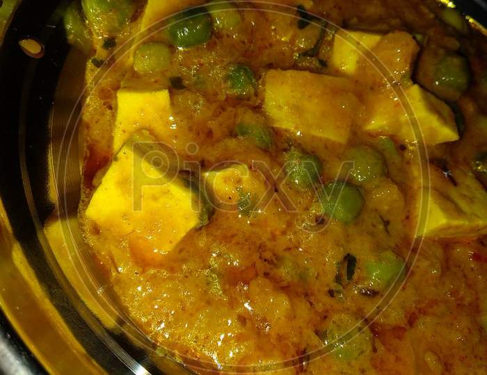 Indian tasty food matar paneer photo
