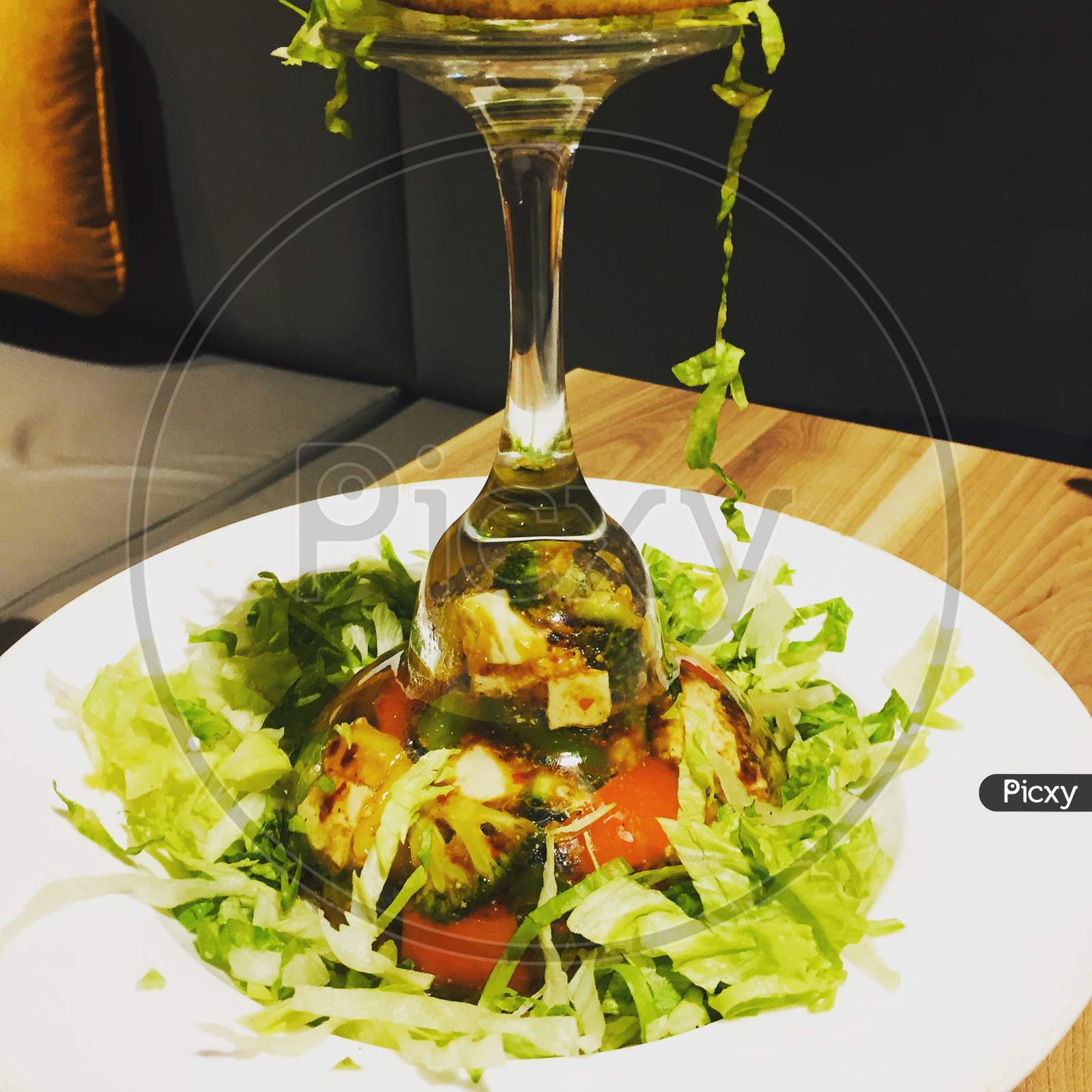 Glass full of Salad to a healthy lifestyle