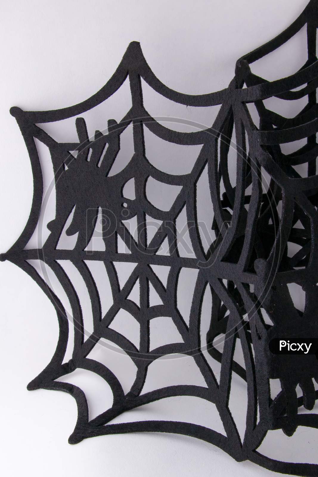 Halloween Background Concept With Black Spider And Web