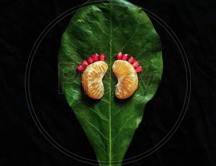 Creative snap by using fruits and leaf