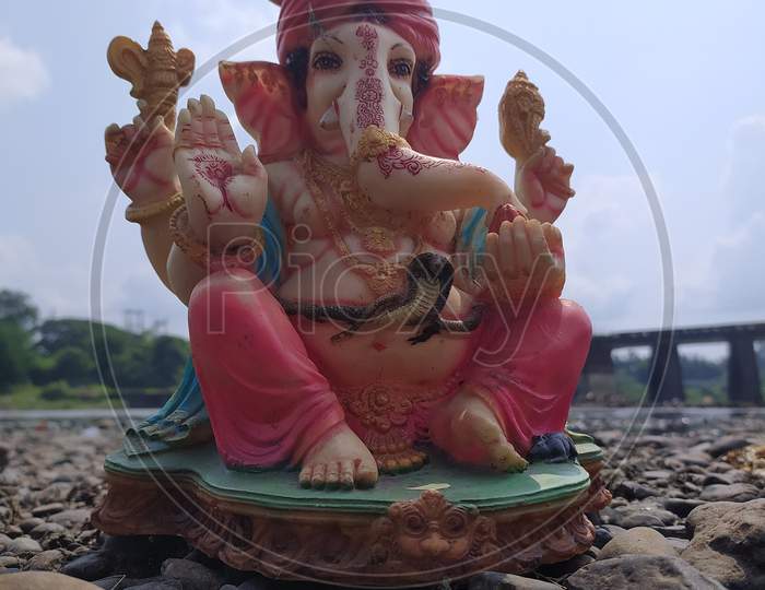 Statue of lord Ganesha after visarjan