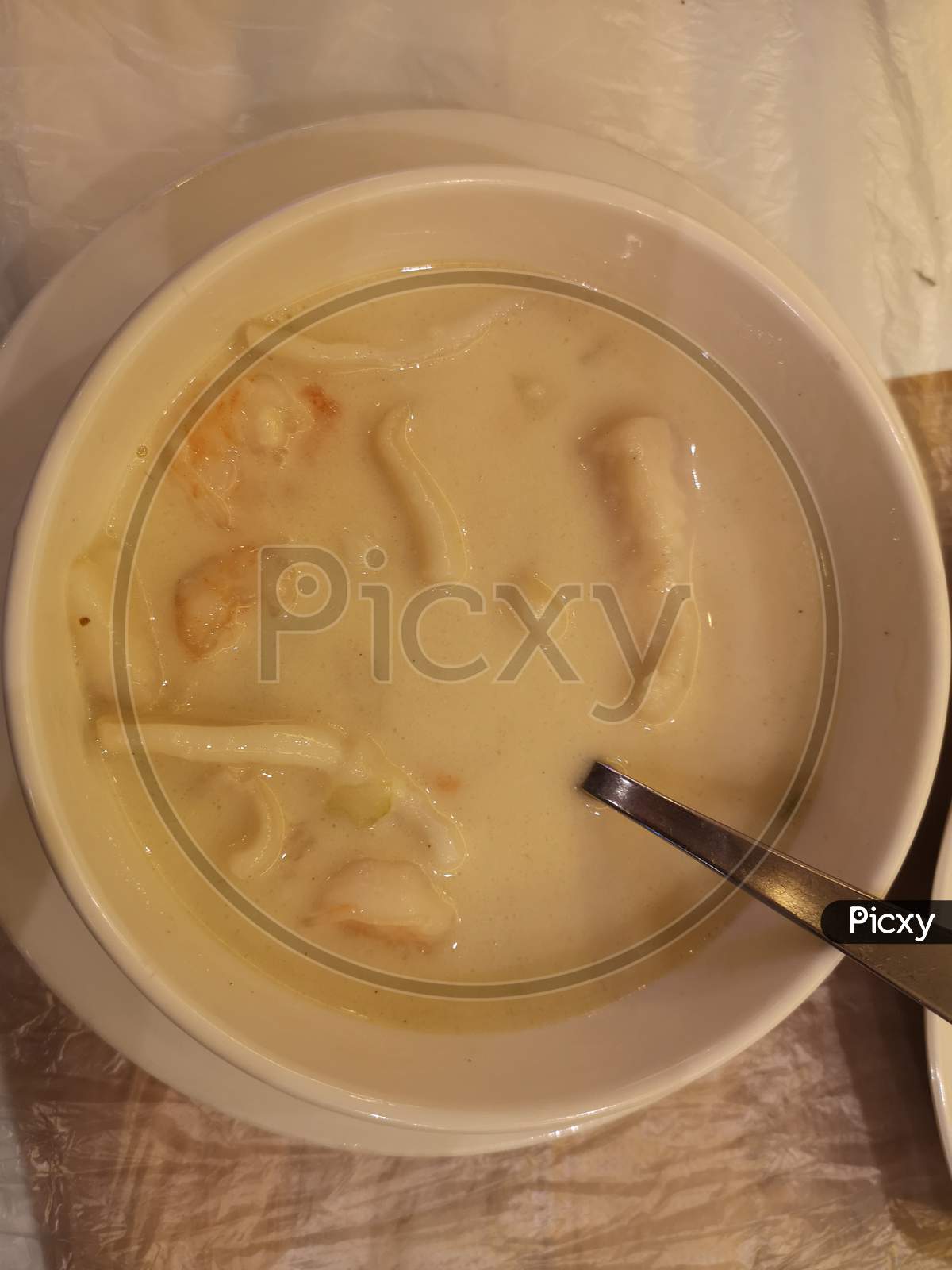 Delicious creamy  seafood soupe