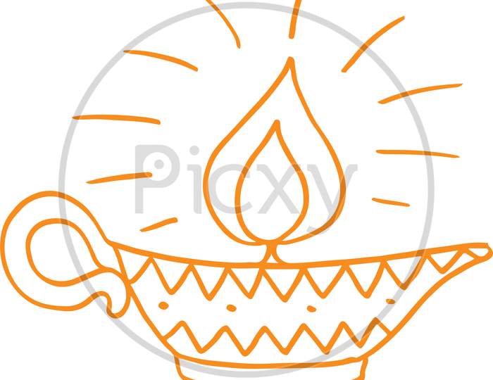 Vector Line Sketch Diwali Lamp Stock Vector By ©onot 128417138 | kci.com.kw