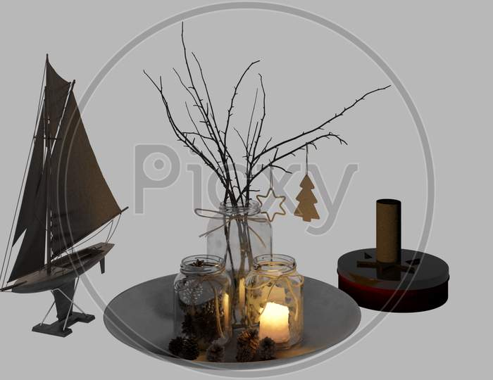 Christmas Decoration Image , Christmas Tree And Candle
