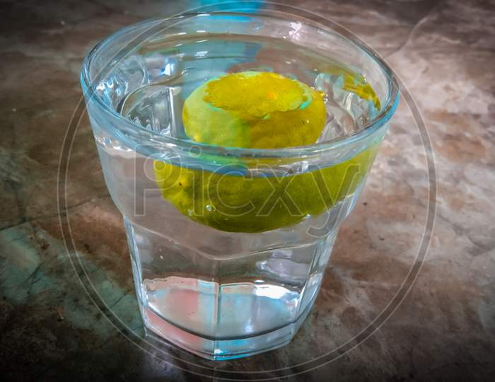 Lemon soda in glass