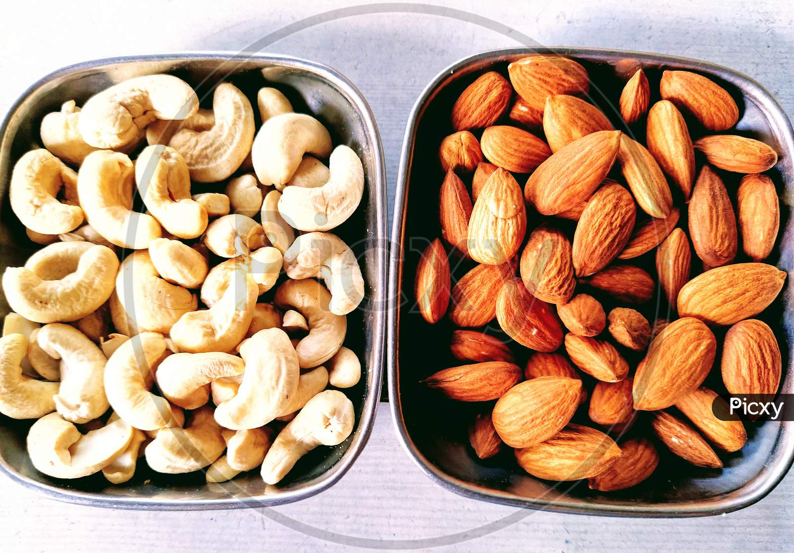 Almonds and cashew nuts together dry fruits